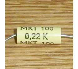 Kondensator 0,22 uF 100 V 10 % axial ( MKT )